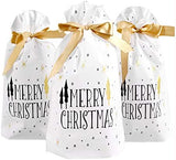 Mikulás, Karácsonyi csomag, zacskó lezáró szalaggal,1db, feher, ezüst/ Julpåse, 1 st